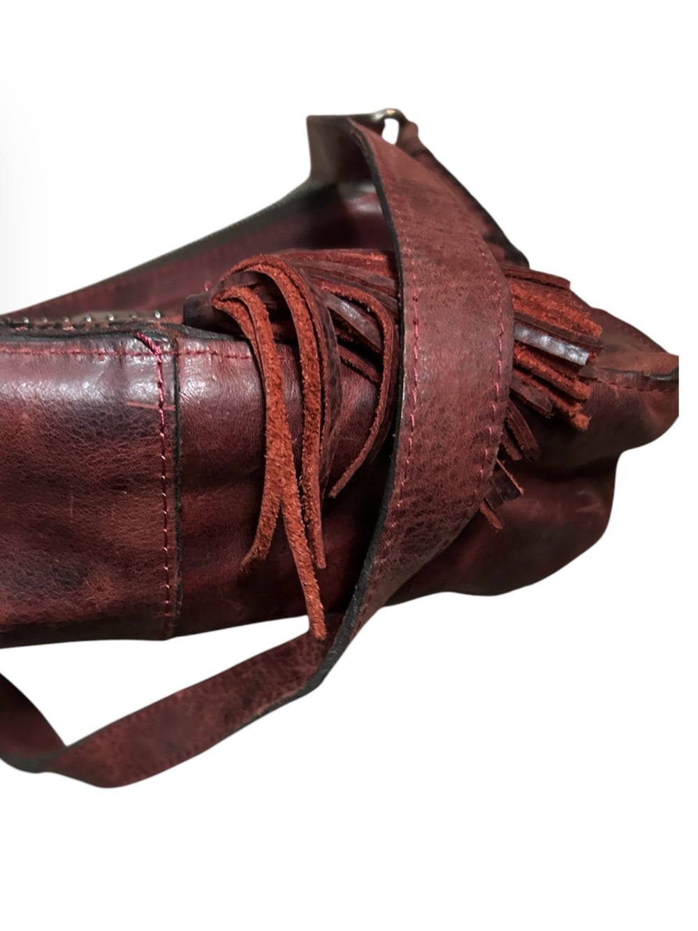 Patricia Nash Camila Distressed Leather Crossbody Bag in Maroon - Picture 6 of 9